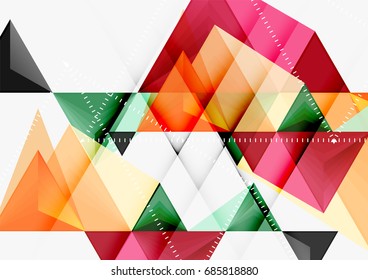 Triangular low poly vector a4 size geometric abstract template. Multicolored triangles on light background, futuristic techno or business design