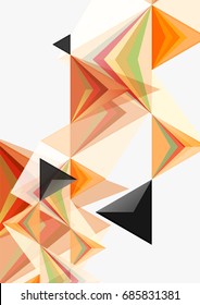 Triangular low poly vector a4 size geometric abstract template. Multicolored triangles on light background, futuristic techno or business design