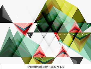 Triangular low poly vector a4 size geometric abstract template. Multicolored triangles on light background, futuristic techno or business design