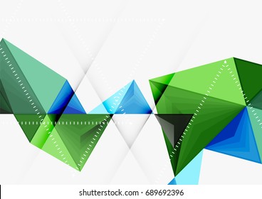 Triangular low poly vector a4 size geometric abstract template. Multicolored triangles on light background, futuristic techno or business design