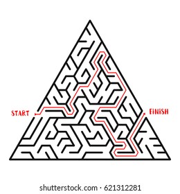 Triangular Maze Game background. Labyrinth with Entry and Exit. Vector Illustration.