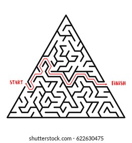 Triangular Maze Game background. Labyrinth with Entry and Exit. Vector Illustration.