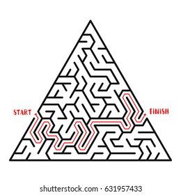 Triangular Maze Game background. Labyrinth with entry and exit. Vector Illustration.