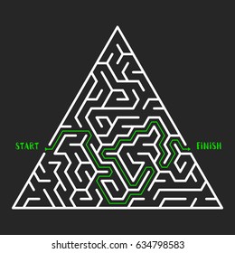 Triangular Maze Game background. Labyrinth with entry and exit. Vector Illustration.