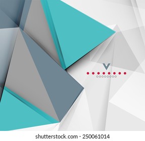 Triangular modern abstract background. 3d geometric shapes on grey