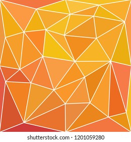 triangular multicolor abstract stained glass grid with white outline in shades of orange and yellow