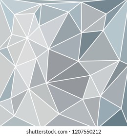 triangular multicolor abstract stained glass grid with white outline in shades of gray