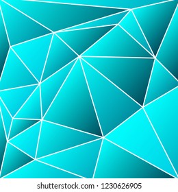 triangular multicolor abstract stained glass grid with white outline in shades of azure
