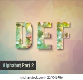 triangular multicolored alphabet DEF