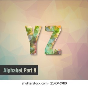 triangular multicolored alphabet Y Z