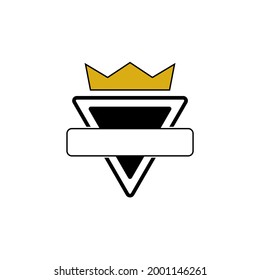 Triangular nameplate raw design logo with a crown on it