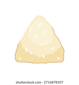 Ilustración triangular de la bola de arroz del onigiri en el fondo blanco, Vector minimalista del bocado japonés tradicional perfecto para los menús, temas del bento, promociones de la comida sana