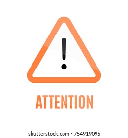 Triangular orange attention sign with rounded corners