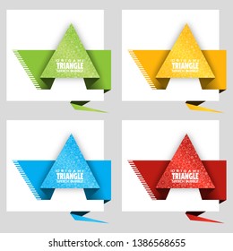 Triangular origami speech bubble. Origami dialogue banner for your message. Special offer. Discount tag, badge, emblem. Web stickers. Price tag template for catalog with space for text