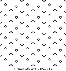 Triangular outlines wallpaper. Repeated geometrical figures background. Seamless surface pattern design with polygons. Mosaic motif. Digital paper with jagged triangles for web designing. Vector art.