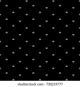 Triangular outlines wallpaper. Repeated geometrical figures background. Seamless surface pattern design with polygons. Mosaic motif. Digital paper with jagged triangles for web designing. Vector art.