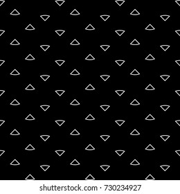 Triangular outlines wallpaper. Repeated geometrical figures background. Seamless surface pattern design with polygons. Mosaic motif. Digital paper with jagged triangles for web designing. Vector art.