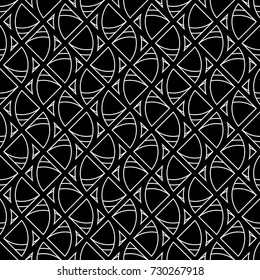 Triangular outlines wallpaper. Repeated geometrical figures background. Seamless surface pattern design with polygons. Mosaic motif. Digital paper with jagged triangles for web designing. Vector art.