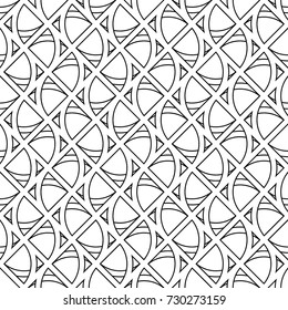 Triangular outlines wallpaper. Repeated geometrical figures background. Seamless surface pattern design with polygons. Mosaic motif. Digital paper with jagged triangles for web designing. Vector art.