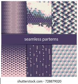 triangular paterns, hexagonal patterns, seamless parten, purple and rose colors, colors of clouds, violet, lilac, lavender