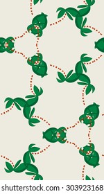 Triangular pattern of abstract green leafy shapes over white