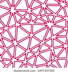 Fondo de patrón triangular. Medianos triángulos de tamaño. Estilo de color sólido. Células triangulares redondeadas perfiladas. Patrón repetible. Coral en llamas. Azulejos de Vector vibrantes. Ilustración vectorial perfecta.