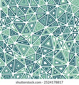 Fondo de patrón triangular. Medianos triángulos de tamaño. Múltiples triángulos internos repetidos. Estilo multicolor. Patrón repetible. Azulejos de Vector vibrantes. Ilustración vectorial perfecta.