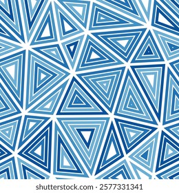 Triangular pattern background. Multiple repeated inner triangles. Big triangles size. Mono tone colored style. Seamless pattern. Vibrant vector tiles. Elegant vector illustration.