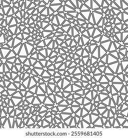 Triangular pattern background. Small triangles size. Black and white style. Rounded triangles outlined. Repeatable pattern. Charcoal Shadow. Vibrant vector tiles. Seamless vector illustration.