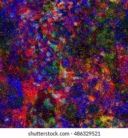 Triangular pattern on top of dark mottled texture. Ovals and shapeless spots. Abstract seamless vector background for fabric, home design, book covers, printing. Grunge template