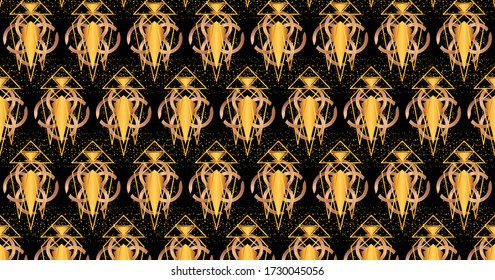 triangular patterns with gradations of gold and glitter add to the impression of luxury and elegance