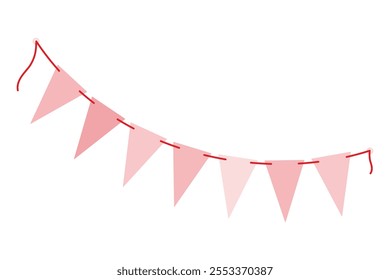 Guirnalda de banderín triangular en la cuerda en el elemento decorativo de moda rosa monocromo Día de la mujer festivo