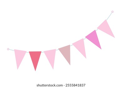 Triangular Pennant garland on string in trendy pale shades. Party Decorative design element concept