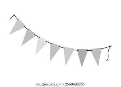 Triangular Pennant garland on string in grayscale. Black Day greeting decorative design element idea