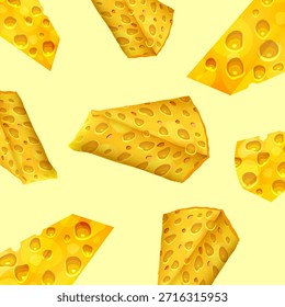 Una pieza triangular de queso de dibujos animados con un color amarillo brillante