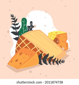 trozo triangular de queso, productos lácteos