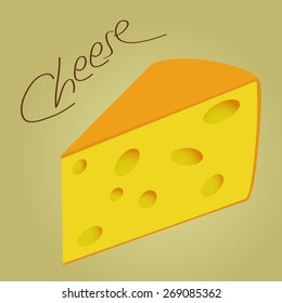 A triangular piece of cheese with holes.