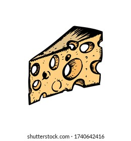 Triangular piece of cheese, cheese icon 3d, Vector illustration in EPS10