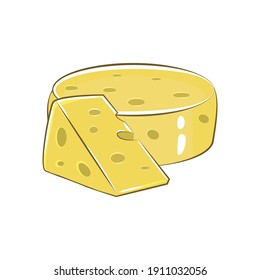 Triangular piece of cheese, cheese icon, cheese food, Vector illustration