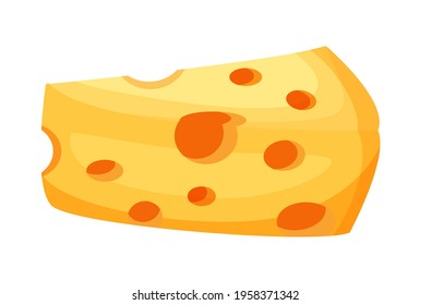 Triangular piece of cheese isolated on white background