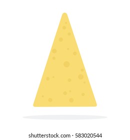 Triangular piece of cheese vector flat material design isolated on white
