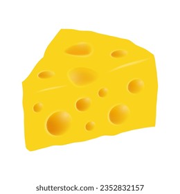 Pieza triangular de ilustración vectorial de queso sobre fondo blanco