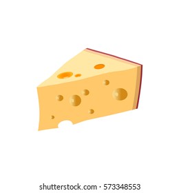 Triangular piece of cheese. Vector illustration
