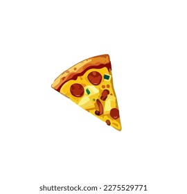 a triangular piece cut off from the main pizza. Vector illustration