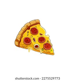 a triangular piece cut off from the main pizza. Vector illustration