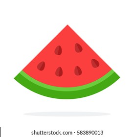 Triangular piece of watermelon vector flat material design isolated on white