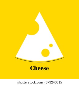 Triangular piece of yellow porous cheese food with holes 