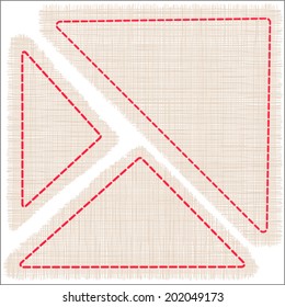 The triangular pieces of woven fabric with embroidered red border