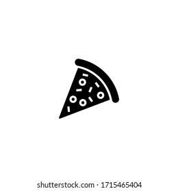 Triangular pizza slice vector icon in black solid flat design icon isolated on white background