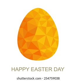 Triangular Polygonal Gold Eater Egg. Happy Easter Greeting Card.